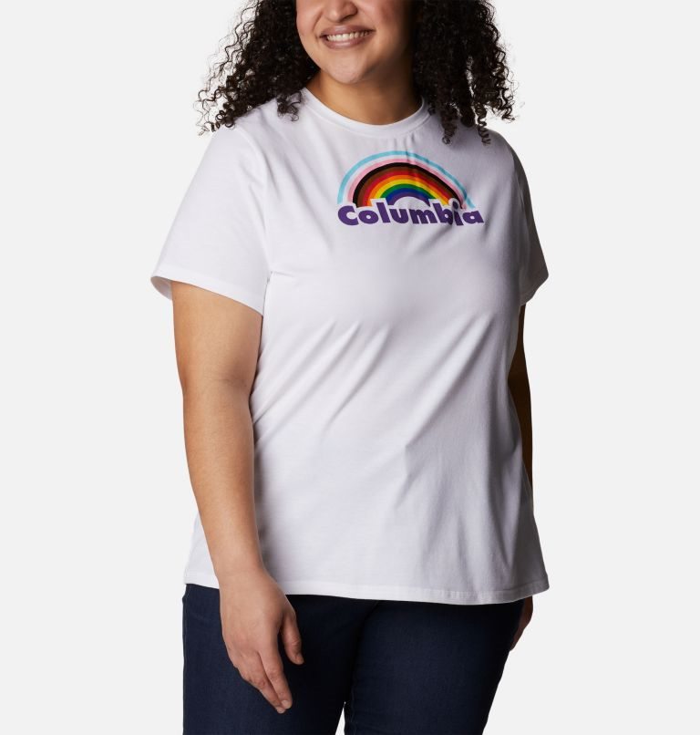 Women's Columbia Sun Trek Graphic T Shirts White | Plus Size CA-B3CA6